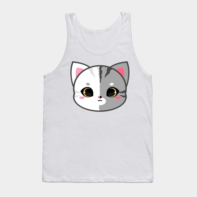 Cute Chimera White and Grey Cat Tank Top by alien3287